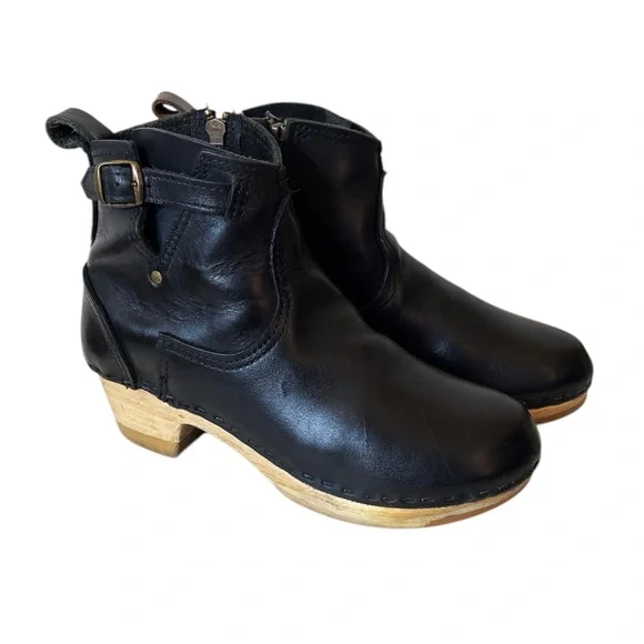 No. 6 black leather clog ankle boots - Picture 4 of 14